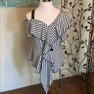 Black and white stripped blouse